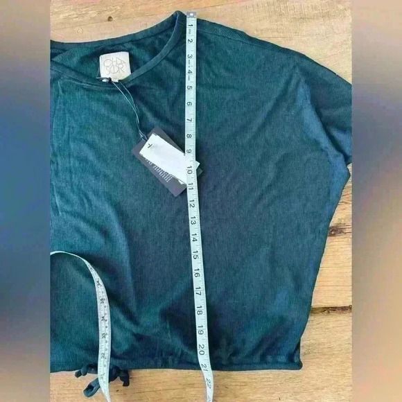NWT Chaser Ribbed Ling Sleeve Drawstring Top ~ Dark Green ~ Medium - Picture 9 of 9